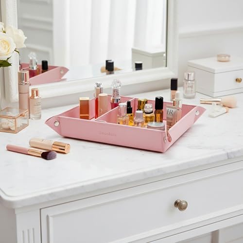 UnionBasic Medium Valet Tray, Jewelry Tray for Rings Watches Earrings, Entryway Catchall Caddy for Coins Keys Change, Nightstand Bedside Valet Holder, Trays for Electronic Gadgets, Candy Pink Plus - Image 6