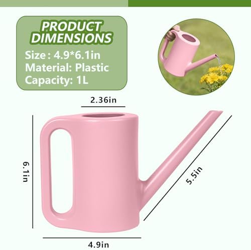 Plastic Watering Can - for Indoor and Outdoor Home Garden Plants - with Long Spout - Green - 1/4 Gallon - Image 2