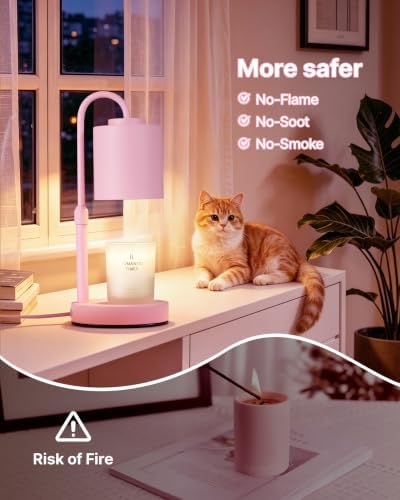 CASTLELIFE Dimmable Candle Warmer Lamp with Timer, Height Adjustable Candle Warmer for Jar Candles, Electric Wax Melt Warmer for Home Decor House Warming Gifts, Birthday Gifts for Women, Baby Pink - Image 4