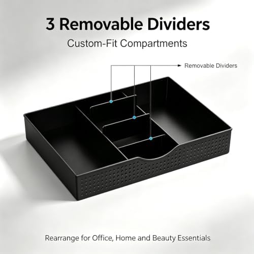 gianotter Desk Organizers and Accessories, Monitor Stand with Drawer and 2 Pen Holder, Desktop Organizer Suitable for Offices and Dormitories (Matte Black) - Image 4