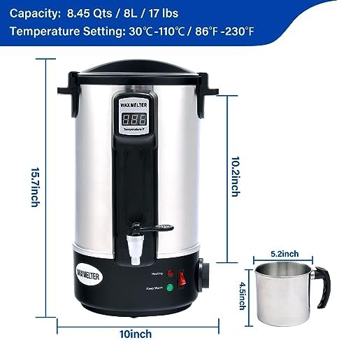 TCFUNDY Candle Making Wax Melting Pot 8L Electric Non-Stick DIY Wax Melter - Image 3