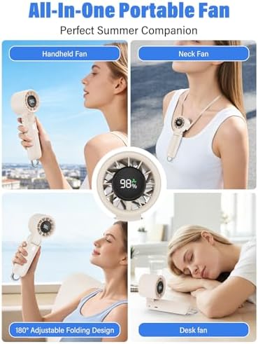 AI Handheld Fan Turbo, 100-Speed Portable Fan Rechargeable, Mini Fan with 12800 RPM Strong Airflow, Foldable 4-in-1 Personal Fan for Travel, Camping, Beach & Office, USB-C & Lightweight & Quiet - Image 5