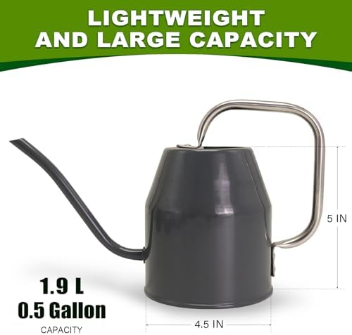 Metal Watering Can with Removable Spout, Galvanized Watering Can, Perfect Plant Watering Can for Indoor Use and for Outdoor Use (0.5 Gallaon, Black), W2315PG - Image 2