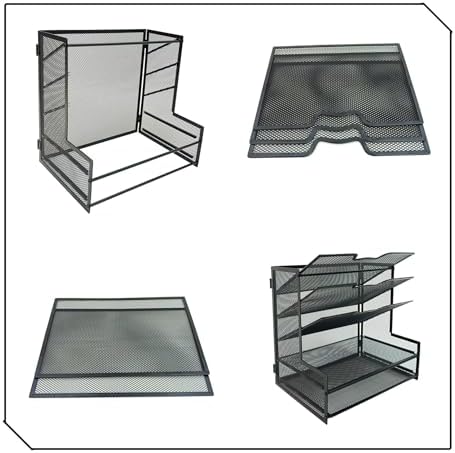 5-Tier Metal Office Desk Organizer,Paper Tray Organizer for Desk,Black - Image 5