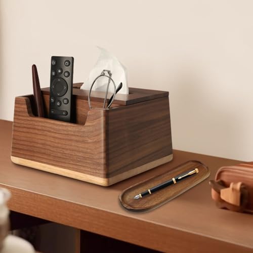 Wooden Tray Brown Pen Tray, Wood Desk Accessories, Minimalist Pen Rest Suitable for School, Home, Office Desk Art Accessories (9.8 * 2.8in) - Image 5