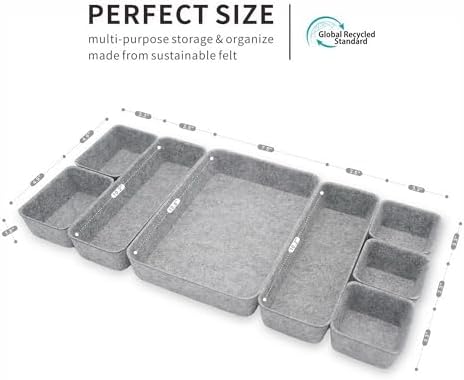Welaxy Desk Drawer organizers tray Felt storage bins aesthetics room décor for home office dorm closet decluttering minimalist lifestyle (Gray) - Image 6