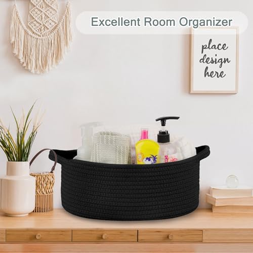 COMSE Empty Small Gift Basket with Bag & Ribbons, Black - Image 5