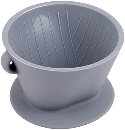 Segarty Silicone Coffee Dripper, Gray Single Cup Pour Over Coffee Maker with Storage Pouch, Size NO.2 Reusable Cone Drip Filter Holder Slow Brewer with 3 Holes for Travel, Camping, Backpacking by Segarty