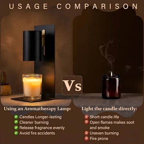 MOAFINA Black Candle Warmer Lamp with Timer,Height Adjustable Dimmable - Image 6