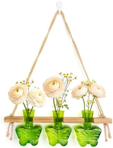 XXXFLOWER Plant Propagation Station Hanging Butterfly Shaped Vase Green by XXXFLOWER