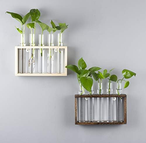 5 Tube Wooden Plant Propagation Station, Tabletop Glass Terrarium Holder for Cuttings Hydroponics, Home Office Desk Decor Gift for Women Mom Plant Lovers, Brown - Image 5