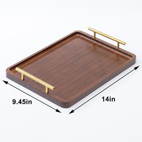 Bamboo Serving Tray with Gold Handles, Large - Image 3