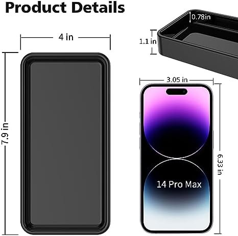 Gurygo 8" Ceramic Kitchen Soap Tray - Small Rectangular Vanity Tray for Bathroom - Countertop and Vanity Tray - Comestic Holder Bathtub Organizer - Bathroom Tray, (Black, Set/1) - Image 2