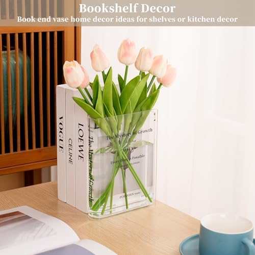 Puransen Clear Bookend Vase for Centerpiece Home Indoor Desk Decor - Image 2