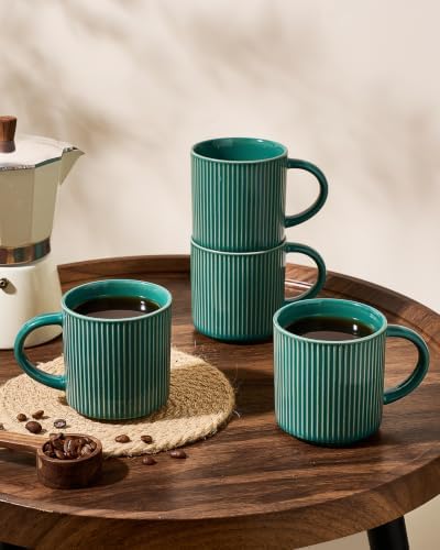 famiware Coffee Mug Set of 8, Star 12 oz Ceramic Mugs Cups Set with Handle - Image 3