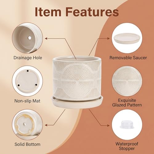 Ceramic Plant Pots, Modern Flower Pots, 4.5+5.5 Inch Small Plant Pots - Image 5