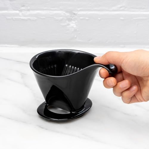 ZERO JAPAN - Bee House Pour Over Coffee Dripper - Ceramic Coffee Maker with Elegant Peek Hole, Drip Cone Brewer Coffee Gifts, Brewing Accessories - Black, Standard Size - Image 5