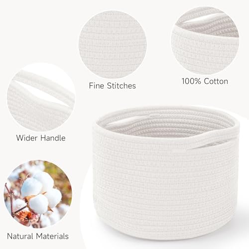3 Pack Small Rope Storage Baskets, 9.82×9.82×7.1", White - Image 3