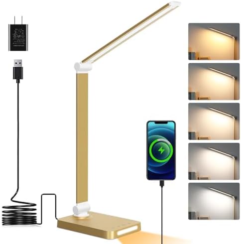 LED Desk Lamp with USB Ports,Touch Desk Lamps for Home Office with 5 Modes by DottArts