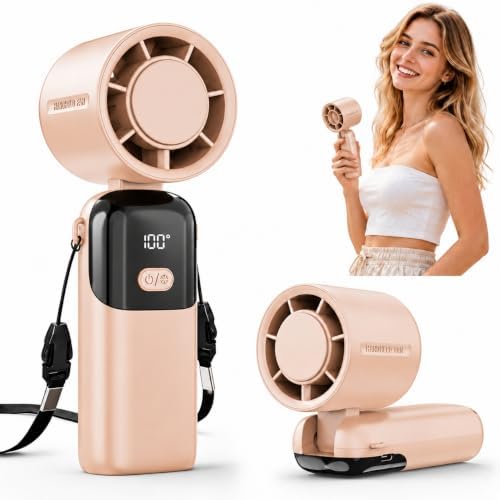 5000mAh Portable Handheld Fan, USB-C Rechargeable Mini Fan with 100 Speeds by Yannovus