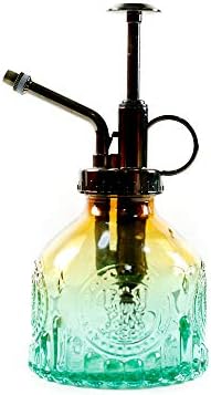 Hniuyun Glass Plant Mister Spray Bottle, 6.4 All Vintage Spritzer, Bronze Plastic Top Pump, Plant Mister Watering Garden Tool (Yellow Green Gradient) by Hniuyun