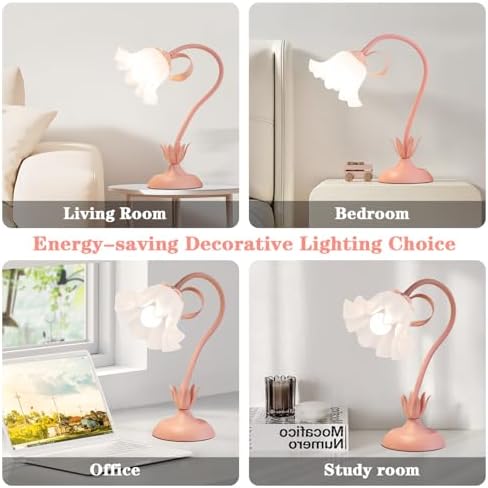 WERFOP Flower Desk Lamp Cute Pink Table Lamp for Bedroom Girls Room - Image 5