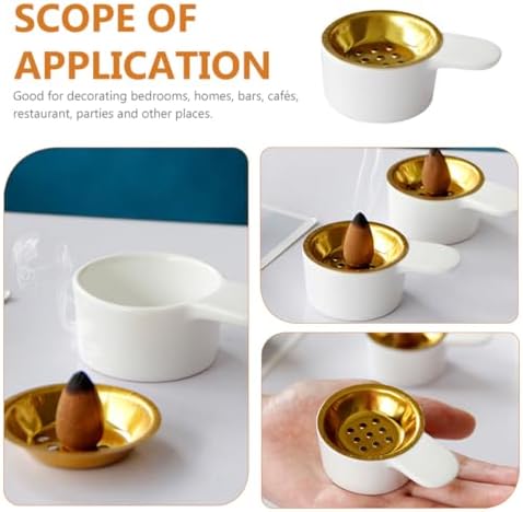 2pcs Small White Ceramic Incense Burner Bowl Set, Modern Minimalist Handheld Incense Holder for Home and Office Table Decoration - Image 6