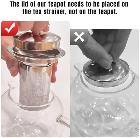 PARACITY Tea Pot with Infuser, 34 oz Stovetop Glass Tea Kettle, Round Body - Image 2