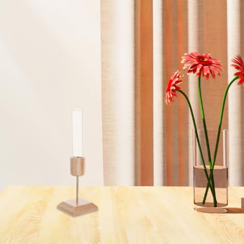 2pcs Glass Vase with Wooden Stand for Plant Propagation, Hydroponic Test Tube Terrarium, Stable Construction and Spacesaving Desktop Decor for Living Room and Bookshelf - Image 4