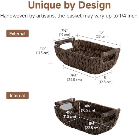 StorageWorks Small Wicker Baskets, Decor Storage Baskets, Water Hyacinth - Image 2