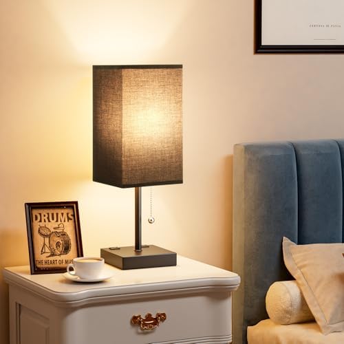 Black Lamp for Bedroom - 3 Color Temperatures, USB A+C, 2 AC Outlets - Image 7