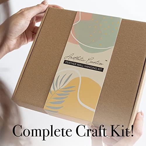 DIY Macrame Kit, Feather Dream Catcher Wall Hanging Kits for Teens & Adult Beginners, Craft Supplies for Boho Art Project-Macrame Cord, Gold Hoop, Accessories & Instructions (Salmon) - Image 6