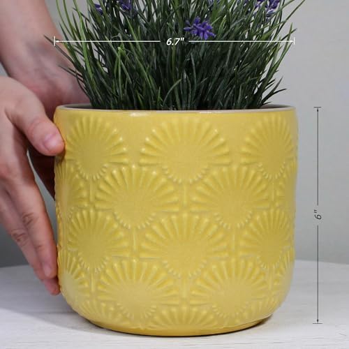 Boho Ceramic Planter，6.7" Contemporary Flower Pot for Indoor Outdoor Plants - Image 6
