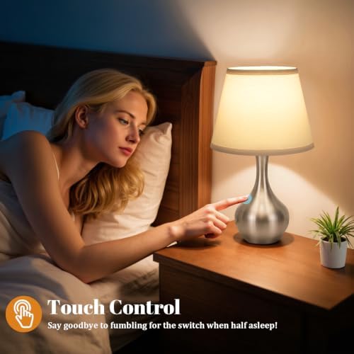 16.1" Touch Table Lamp for Nightstand, 3 Way Dimmable Small Bedroom Lamp - Image 4