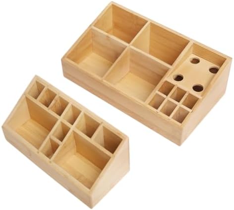 2 Pack Bamboo Art Supply Organizer - Image 7
