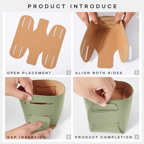 HOMIEAZICOZI 2-Pack Cork Leather Desk Accessories Storage - Pencil Pen Holder - Makeup Brush Holder Organizer - Stylish Addition to Home Decor (Light Green) - Image 6