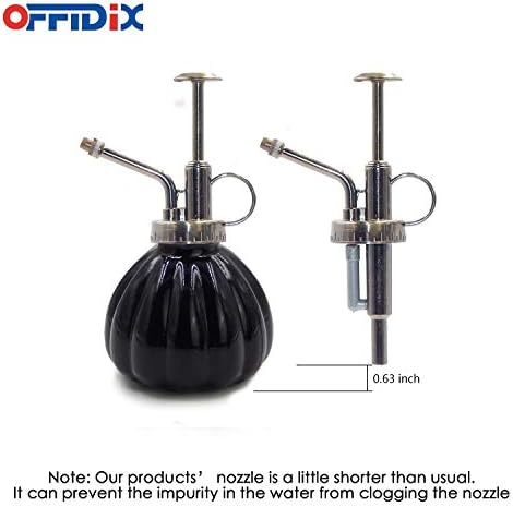OFFIDIX Plant Mister Flower Watering Can, 6.3" Tall Vintage Pumpkin Style Black Color Glass Spray Bottle & Bronze Plastic Top Pump Ideal for Watering Small Plants Inside Home or Office - Image 3