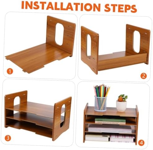 COHEALI Wood Desktop Organizer 4 Layer Vertical Frame for Workspace - Image 5