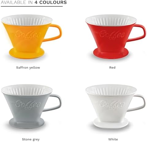 Creano Porcelain Coffee Dripper Saffron Yellow - Ceramic Cone Brewer - Pour Over Coffee Maker for Filter Bags Size 4 - Easy Manual Brew for pure taste - also for Camping, Hiking - Image 7