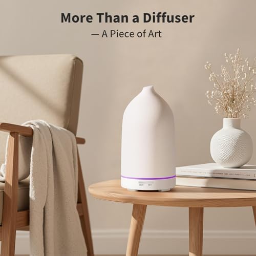 URPOWER 120mL Ceramic Essential Oil Diffuser with Quiet Mist & Auto-Off - Image 5