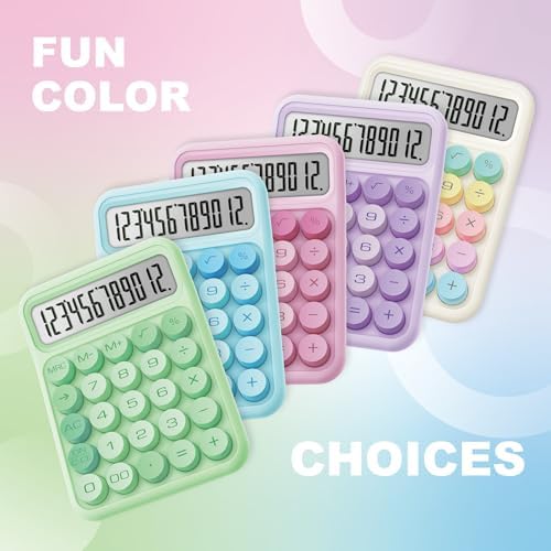 CATIGA Mechanical Switch Calculator, Green Calculator with 12 Digit Large LCD Display & Big Buttons for Office Desk, Classroom Math, Back to School Supplies, Cute Aesthetic Desk Accessories - Image 7