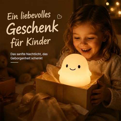 Rytinazzz Halloween Ghost Night Light, 50-Hour Battery & Pat Control, Cute Squishy Lamp for Kids Room Decor, USB Rechargeable with Timer, Cute Home Decor - Image 5