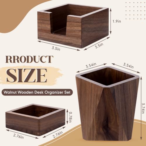 Novabright 3 Pcs Walnut Wooden Desk Organizer Set Office Desk Accessories - Image 2