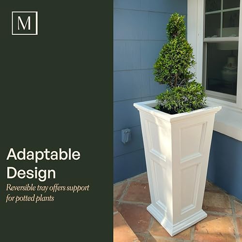 Mayne Fairfield 28in Self-Watering Tall Square Planter, White - Image 5