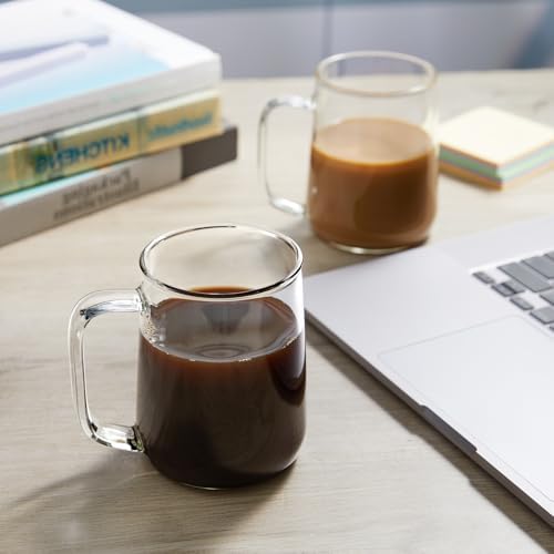 Glass Coffee Mugs, 14 oz Glass Coffee Cups Set of 2, Clear Borosilicate Glass Mugs with Handles for Cappuccino, Tea, Latte, Hot/Cold Beverages, Wine, Americano - Image 6