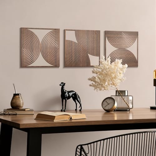 Yerliker 3 Pcs Modern Wall Decor, Mid Century, 11.8 x 11.8 x 0.2 Inch - Image 3