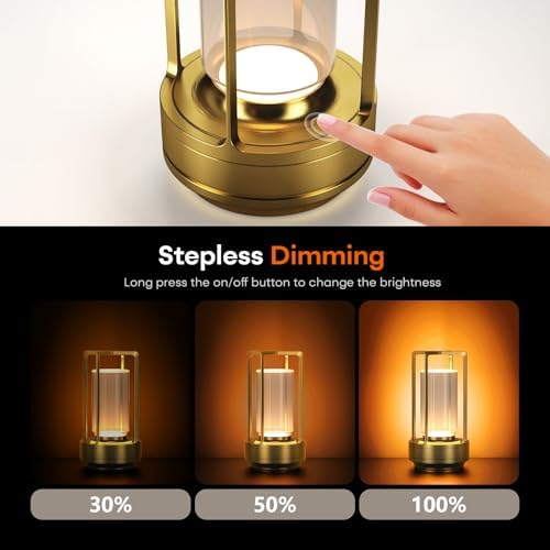 Portable Metal Table Lamp for Indoor/Outdoor，Rechargeable Cordless 3 Colors - Image 4