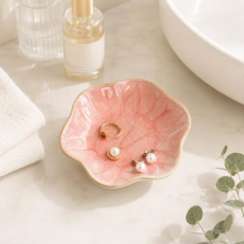 Pink Lotus Leaf Jewelry Dish Tray,Ring Dish Trinket Tray (Pink) - Image 4
