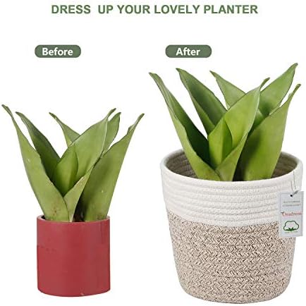 Cotton Rope Plant Woven Basket for 6" Pot H6 3/4" x W6 1/2" - Image 4