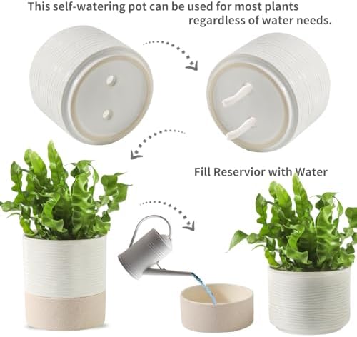 Nihow Ceramic Self Watering Plant Pot for Indoor Plants, 4.5 Inch - Image 3